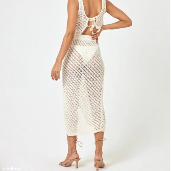 L*Space Cream Asymmetrical Skirt - Picture 2 of 4